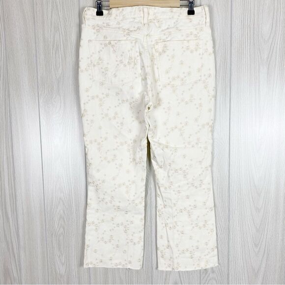 J. Crew | White Floral Embroidered Billie Demi Door Cropped Jeans Size 29 - Picture 2 of 12